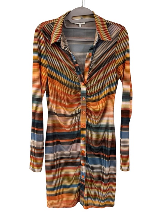 Acoa Dresses & Skirts - ACOA Vibrant Striped Midi Dress - Sheer Duster Cover-Up - Size M